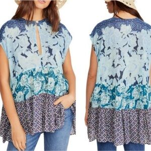 Free People gotta have you sleeveless block blue oversized tunic size L